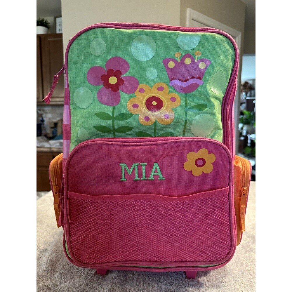 Stephen Joseph Kids Classic Rolling Luggage | Flower | Stripes| Personalized MIA
